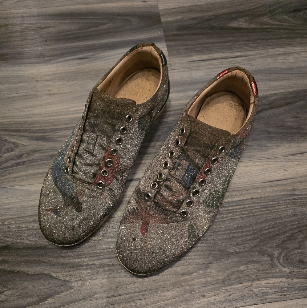 Gucci 2016 Tian Sneakers Unisex Glitter Bird Jungle Supreme Size 40